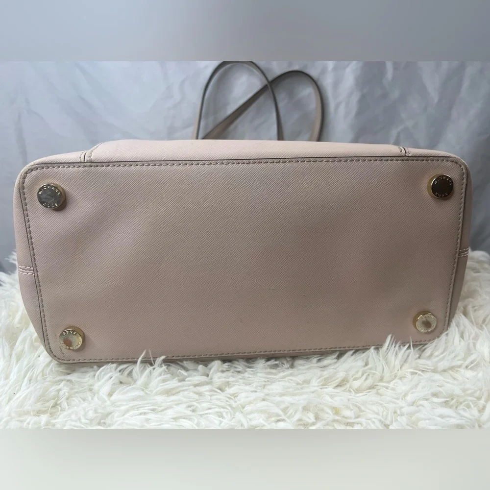 Michael Kors Jet Set Travel Leather Tote Bag Blush Pink Large Gold Charm